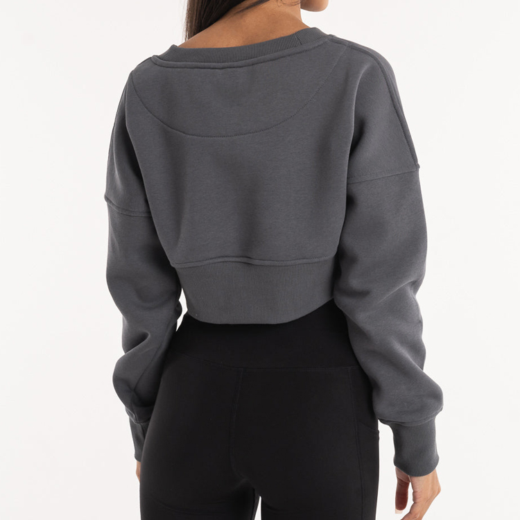 OEM Brand 50%Cotton 50%Polyester Women Crop Crewneck Sweatshirts Custom Logo detail pictures