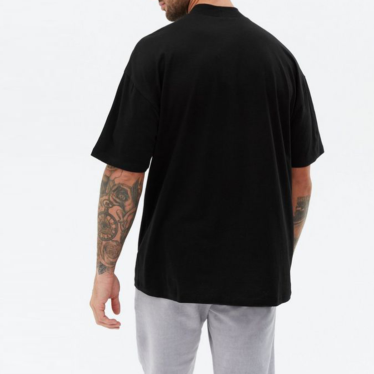 High Quality 95% cotton 5% spandex Mock Neck Men Plain Workout Blank Fitness T Shirt detail pictures
