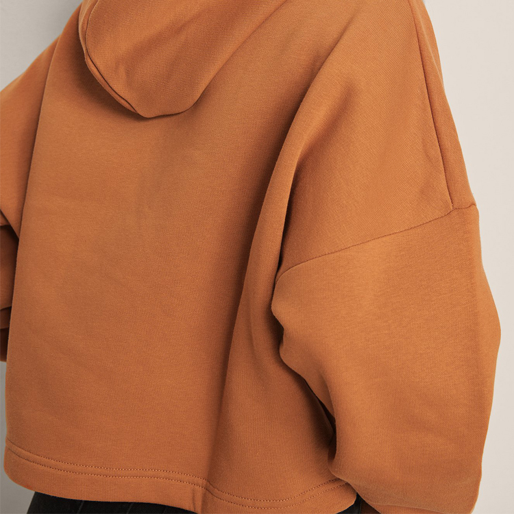 Wholesale French Terry 100%Cotton Plain Oversized Crop Pullover Hoodies For Women detail pictures