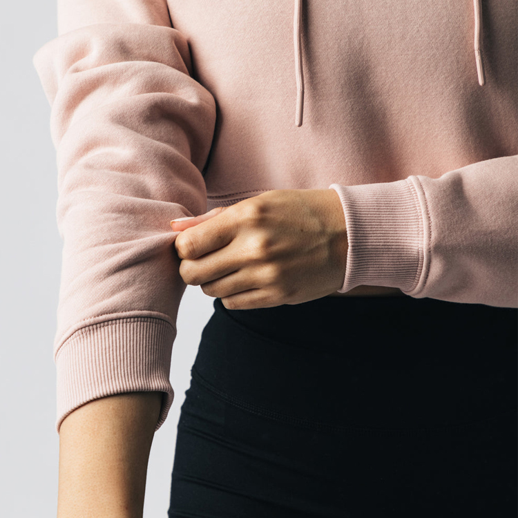 Wholesale Raglan Sleeve Gym Fitness Women Cotton Blank Crop Hoodies Custom Logo detail pictures