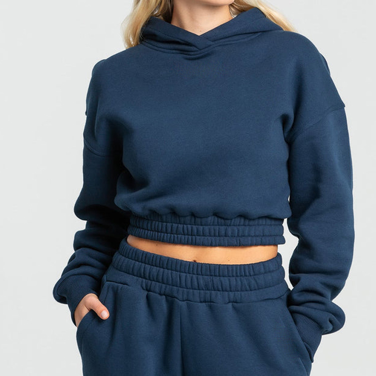 Heavy Weight 60%Cotton 40%Polyester Custom Workout Pullover Crop Hoodies For Women