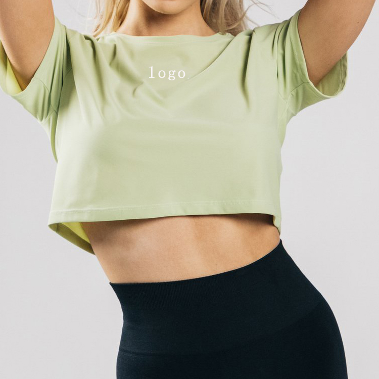 High Quality Soft Cotton Short Sleeve Blank Crop Plain T Shirt Custom Logo For Women detail pictures