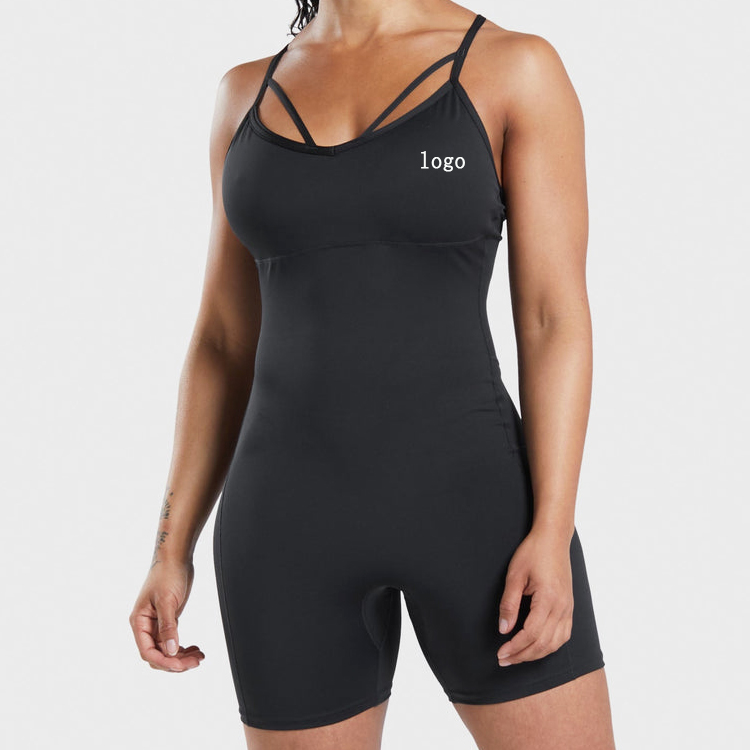 Wholesale Fitness Sexy Bodysuit Women Yoga Sport One Piece Slim Fit Shorts Jumpsuit
