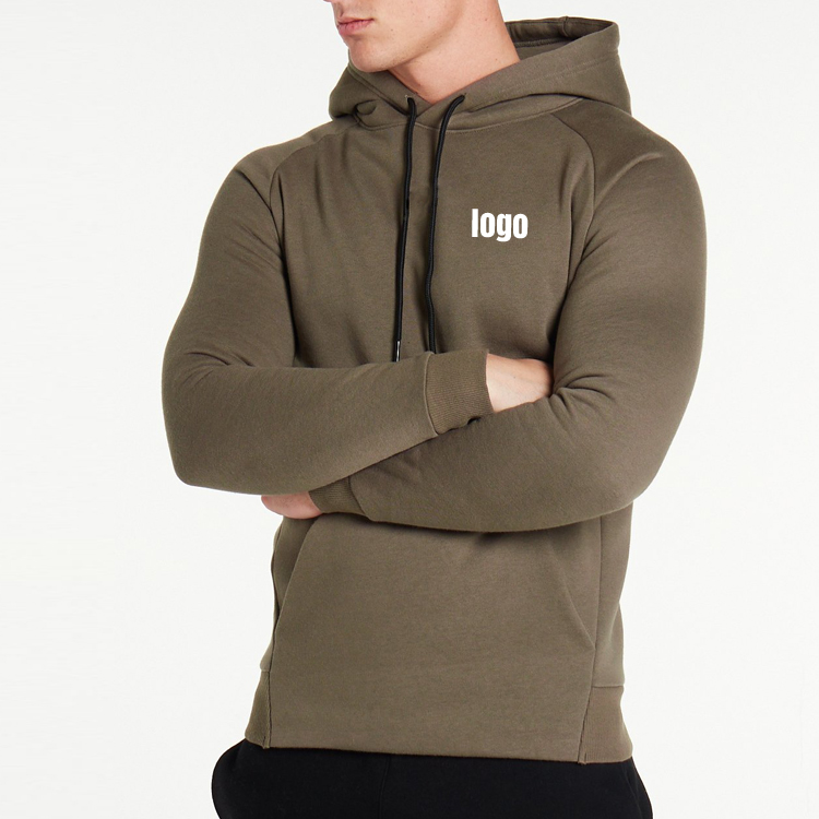High Quality OEM Wholesale Custom Logo Muscle Slim Fit Workout Gym Blank Hoodies For Men Fitness Wear