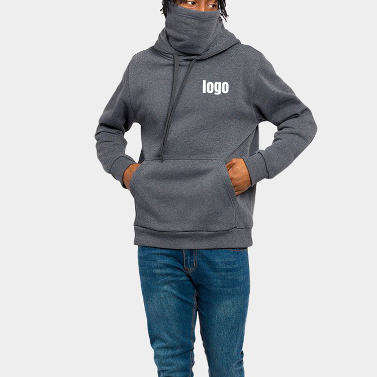 OEM Sportswear Custom Cotton Plain Fitness Turtle Neck Plain Pullover Hoodies Sweatshirts For Men