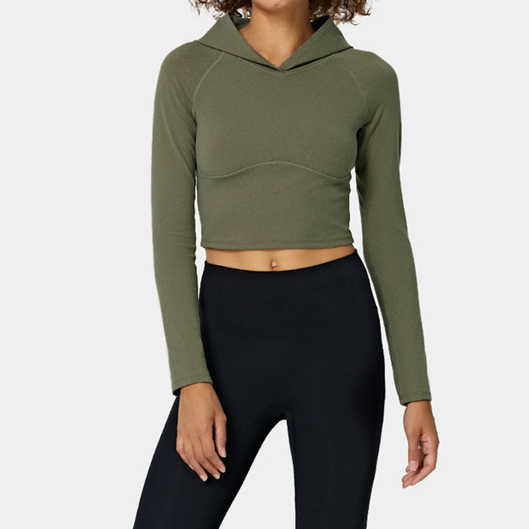 High Quality Wholesale Plain Fitness Clothing Women Slim Fit Crop Pullovers Hoodies Custom Printed