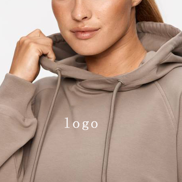 Wholesale Raglan Sleeve Gym Fitness Cotton Blank Crop Hoodies Custom Logo For Women detail pictures