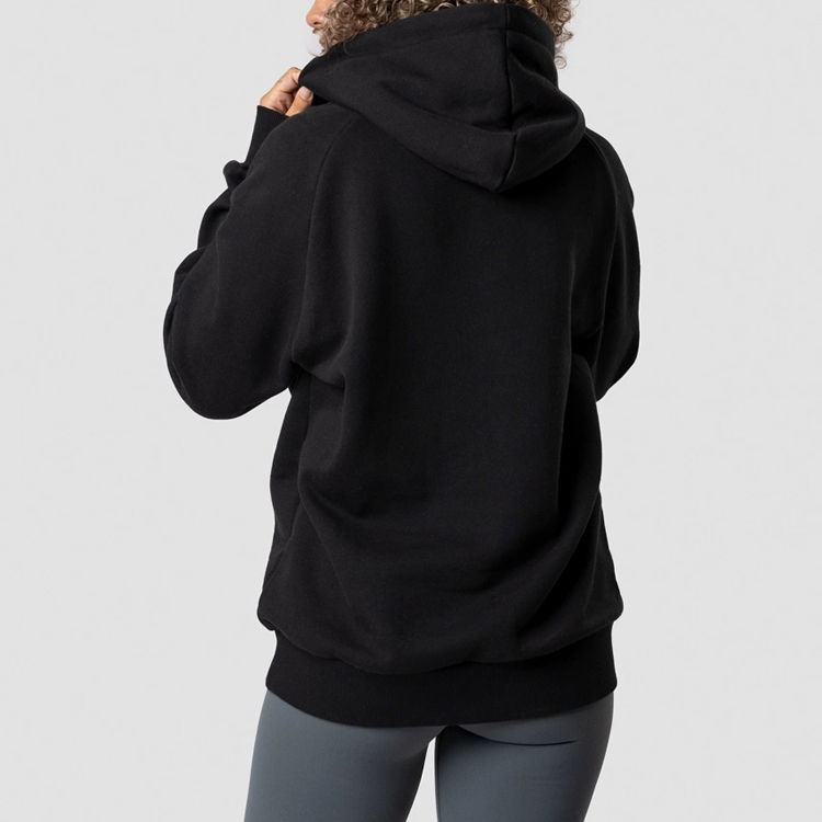 High Quality 100 Cotton Plain Embroidery Logo Women Blank Oversized Pullovers Hoodies detail pictures