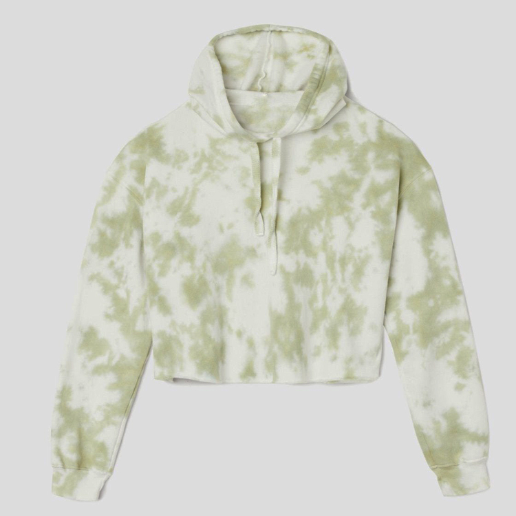 High Quality 100% Cotton Custom Logo Workout Crop Tie Dye Hoodies For Women detail pictures