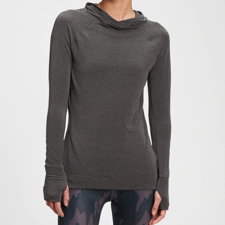 High Quality Active Sports Women Slim Fit Gym Hoodies Custom Logo With Thumb Hole