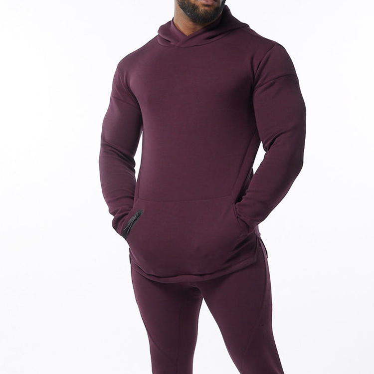 Wholesale Custom Solid Color Athletic Slim Fit Gym Plain Hoodies Sweatshirts For Men