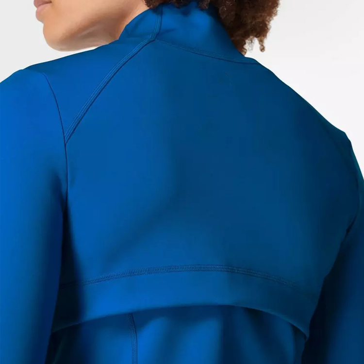 High Stretch Breathable Slim Fit Full Zip Up Gym Sports Jacket For Women With Thumb Hole detail pictures