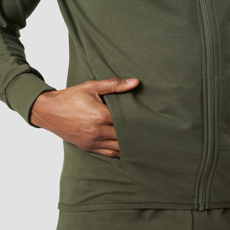 Wholesale Outdoor Custom Logo Slim Fit Full Zip Up Gym Sports Hoodie Jacket For Men detail pictures