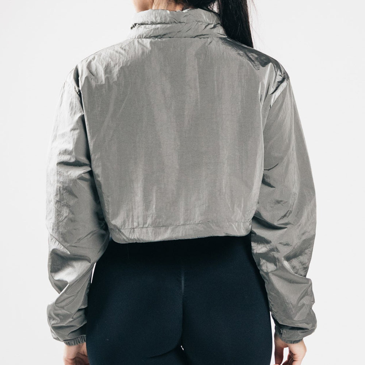 Light Weight Custom 100% Polyester Quarter Zipper Crop Pullover Windbreaker Jacket For Women detail pictures