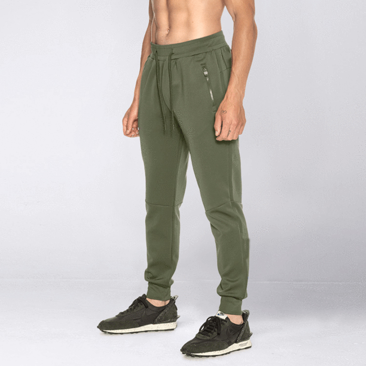 Hot Sale Custom Cotton Polyester Sports Jogger Pants With Zipper Pockets For Men detail pictures