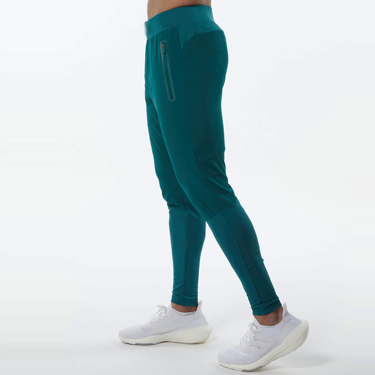 Four Way Stretch Polyester Spandex Men Slim Fit Track Jogger Pants With Zipper Pocket