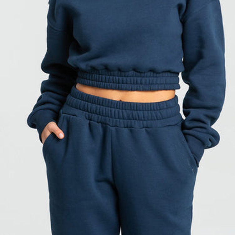 Soft French Terry Cotton Drawstring Waist Loose Fit Sweat Pants Custom Women Joggers detail pictures