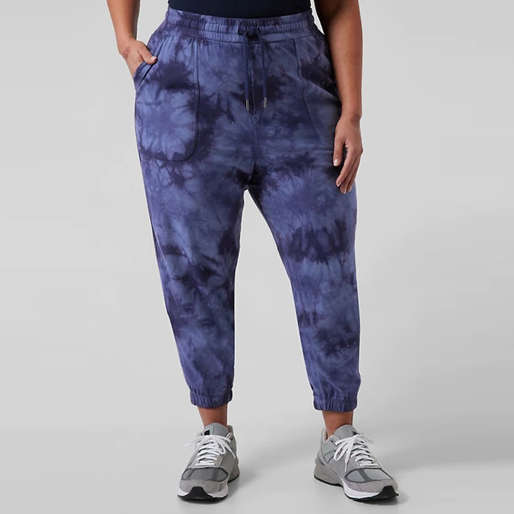 Custom Drawstring Waist Wholesale Workout Tie Dye Cotton Jogger Pants For Women detail pictures