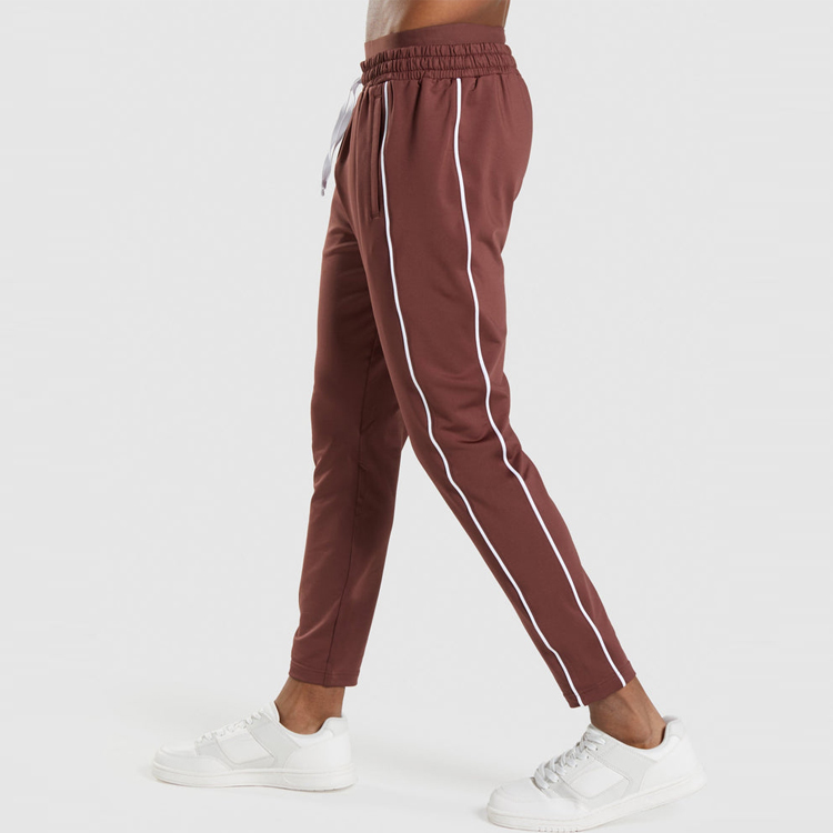 High Quality Drawstring Waist Custom Slim Fit Contrast Piping Men Workout Gym Joggers