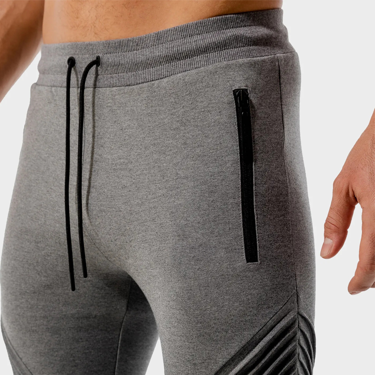 New Design Statement Ribbed Slim Fit Zipper Pocket Joggers Men Custom Athletic Sweat Pants detail pictures