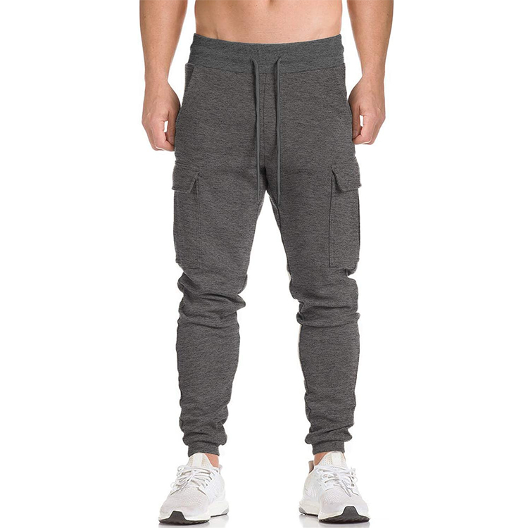 Wholesale Drawstring Waist Cotton Polyester Cargo Pockets Men Workout Jogger Sweat Pants detail pictures