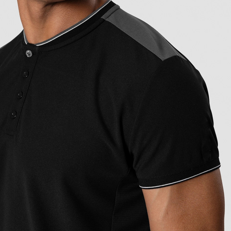 Sweat Wicking Color Block Workout Blank Gym T Shirt Men Custom Polo T Shirts detail pictures