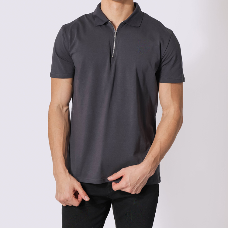 Custom Lightweight Cotton Quarter Zipper Men Workout Sports Blank Polo T Shirts