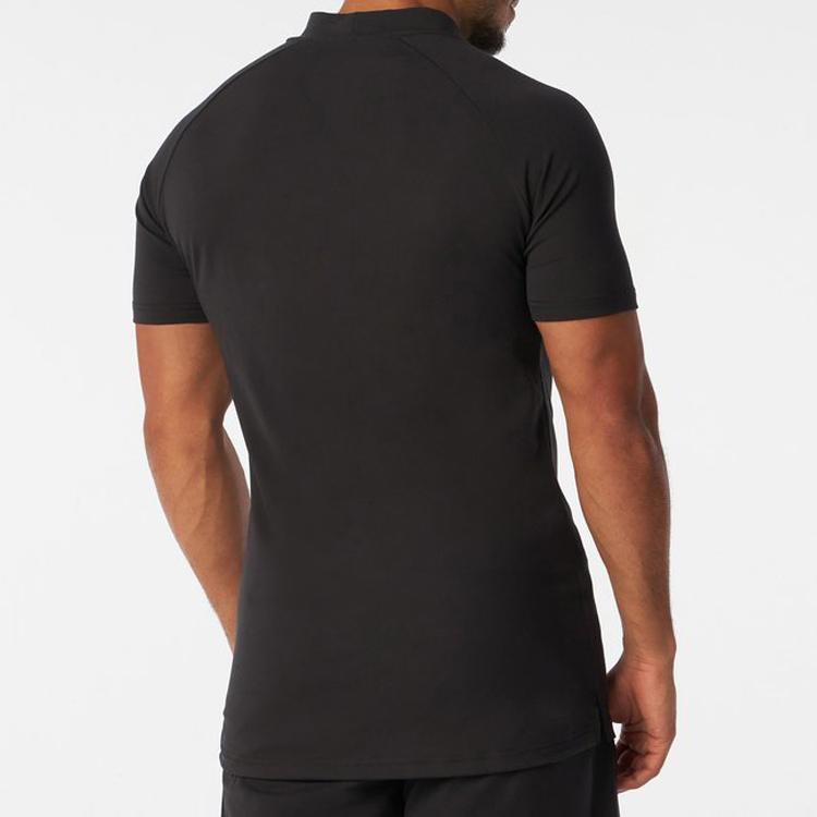 New Design Soft Cotton Plain High Neck Short Sleeve Men Workout Blank T Shirts Custom Printing detail pictures