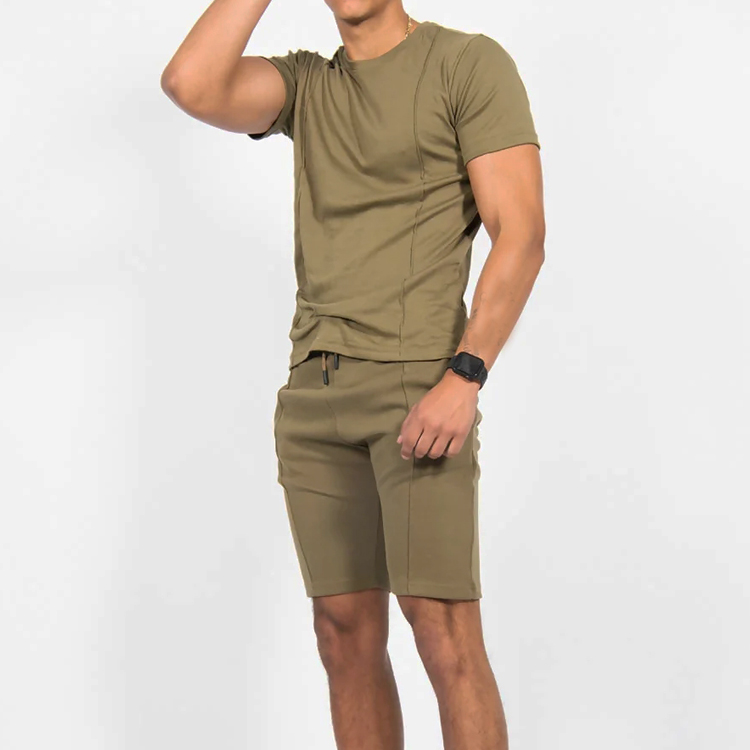 OEM Factory Price Soft Cotton Custom Workout Two Pieces Men Gym Sports Shorts Set detail pictures