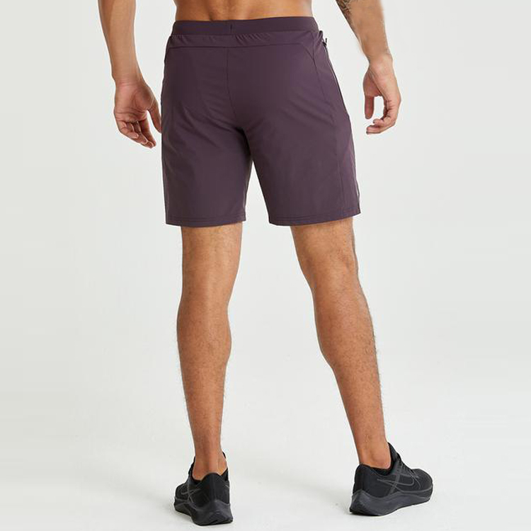 High Quality Custom logo Quick Dry Polyester 4 Way Stretch Men Gym Shorts With Zipper Pocket detail pictures