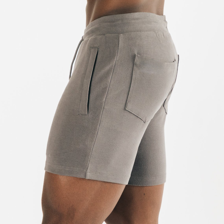 High Quality French Terry Cotton Drawstring Waist Men Slim Fit Workout Sweat Shorts With Pockets detail pictures