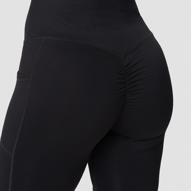 Custom Gym Fitness Workout High Waist Scrunch Pocket Biker Yoga Shorts For Women detail pictures