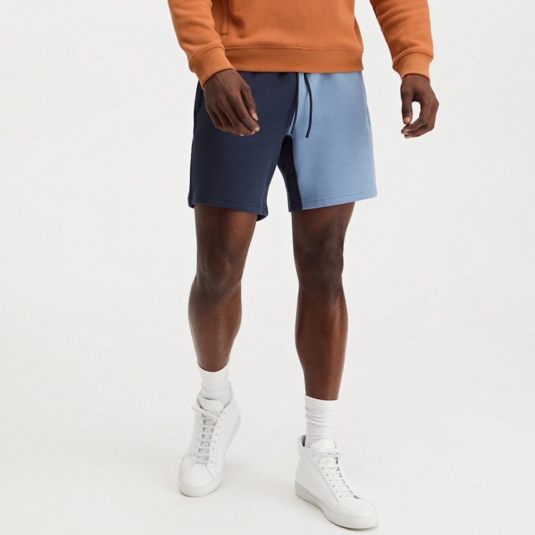High Quality Drawstring Waist Contrast Color Street Workout Men Cotton Sweat Shorts detail pictures