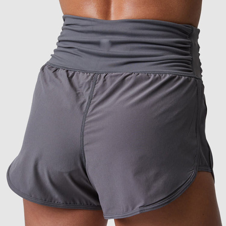 Factory Price Quick Dry High Waist Nylon 2 In 1 Athletic Running Gym Shorts For Women detail pictures