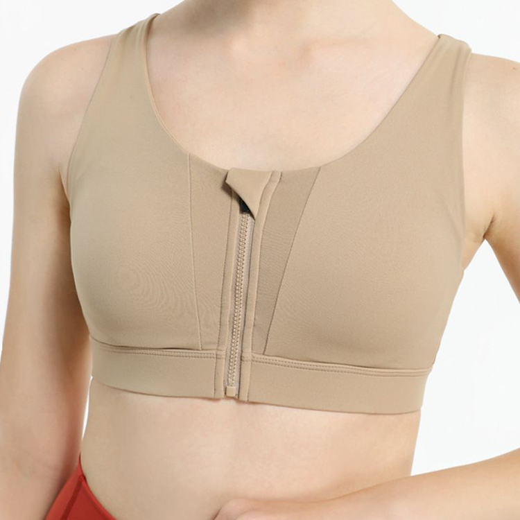 Four Way Stretch Custom Front Zip Up Push Up Fitness Yoga Bra For Women detail pictures