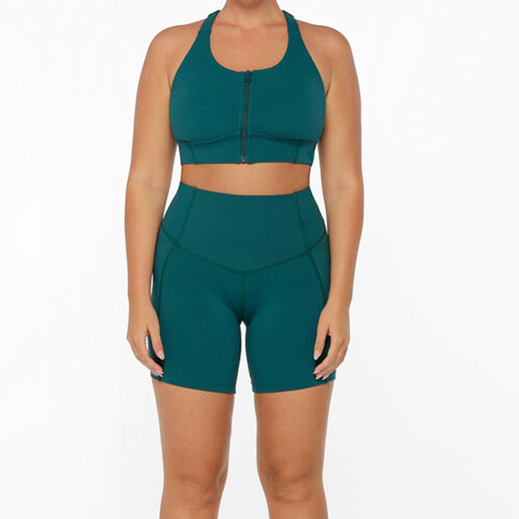 Wholesale Custom Adjustable Straps Front Zipper Push Up Yoga Sports Bra For Women detail pictures