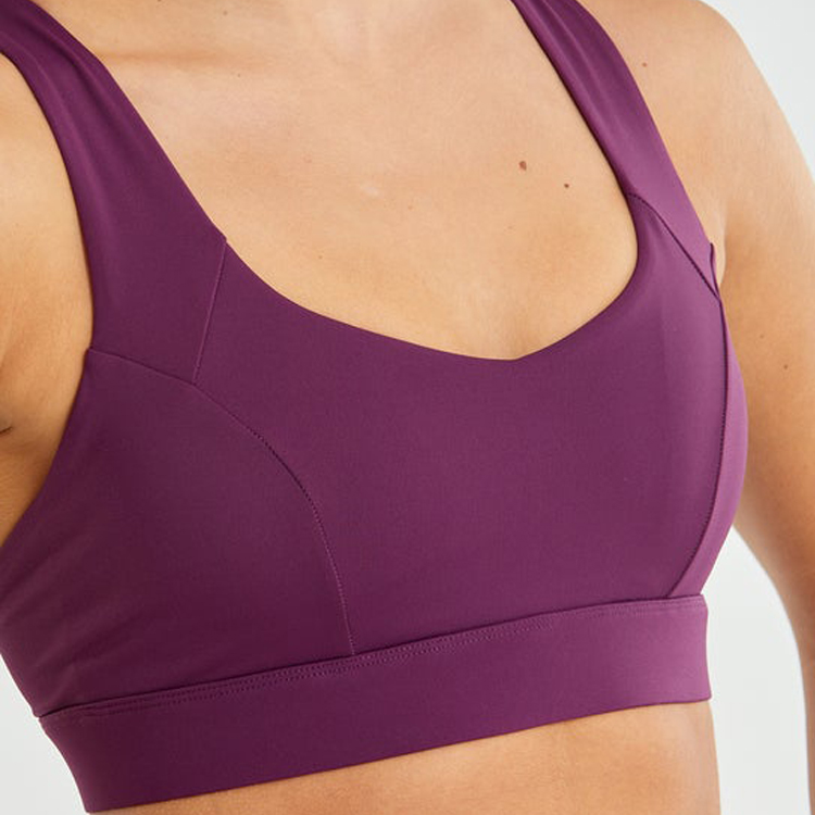 High Stretch V Neck Key Hole Back Custom Push Up Fitness Sports Bra For Women detail pictures