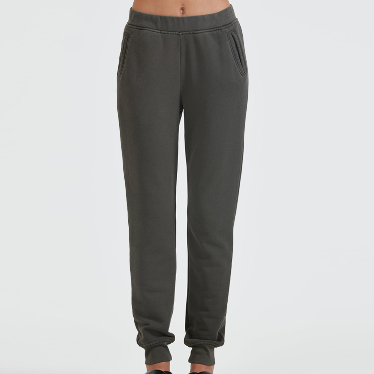 High Quality French Terry Cotton Elastic Waist Open Pocket Slim Sweatpants For Women