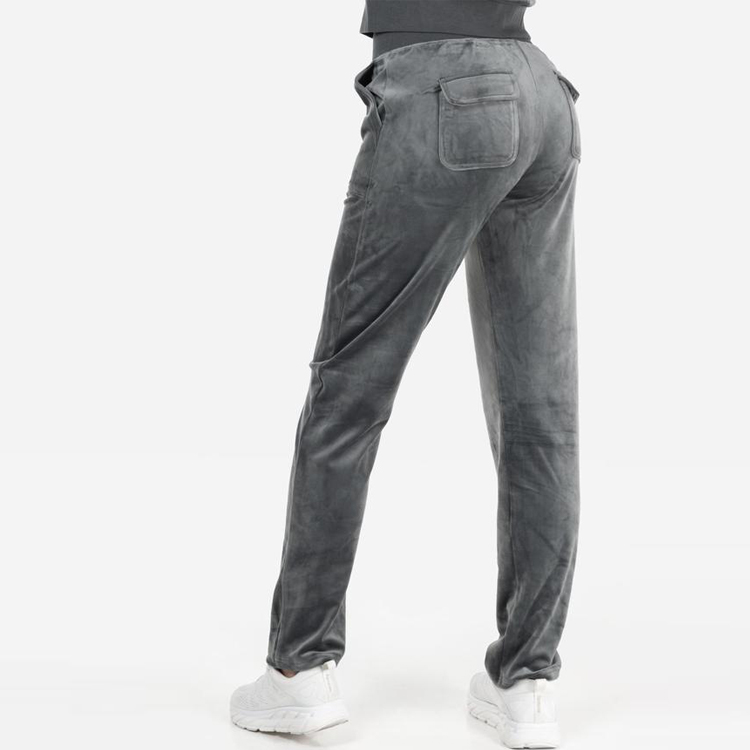 Wholesale Soft Polyester Drawstring Waist Embroidery Logo Women Velour Jogger Sweatpants detail pictures