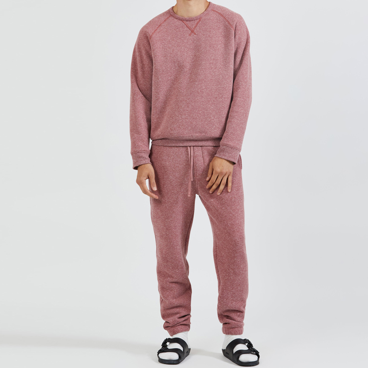 OEM Hot Sell Custom Embroidery Logo Soft Fleece Fabric Mens Blank Crewneck Sports Jogger Sweat Suits Set