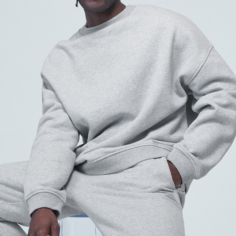 Custom High Quality Cotton Polyester Oversize Workout Crewneck Plain Sweatshirt For Men detail pictures