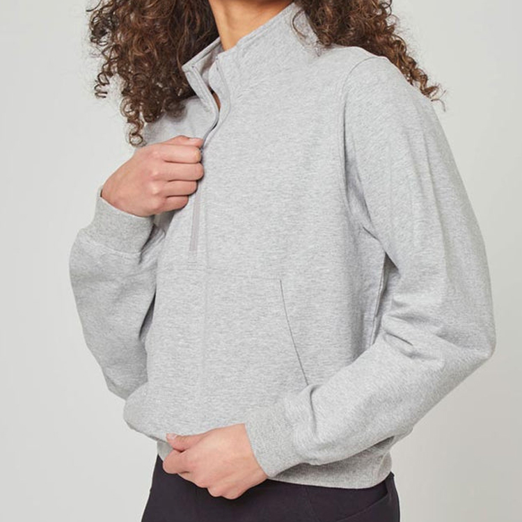 Best Selling Custom Plain Crop Top Pullover Women Half Zipper Cotton Sweatshirts