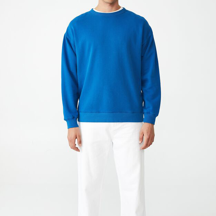 Custom Logo Print/Embroidery Workout Cotton Crewneck Plain Sweatshirt For Men detail pictures