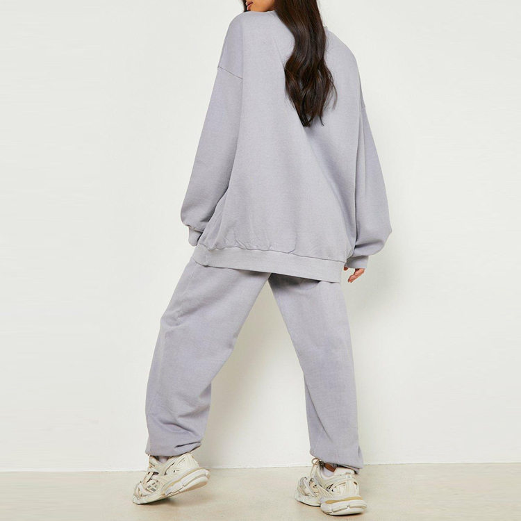 Best Selling 80%Cotton 20%Polyester Crew Neck Track Suit Custom Logo Women Sweatsuits detail pictures
