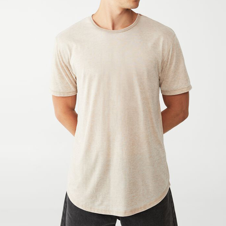 Summer Custom Cheap Price OEM Mens Crew Neck Blank Scooped Hem Workout Gym T Shirt detail pictures