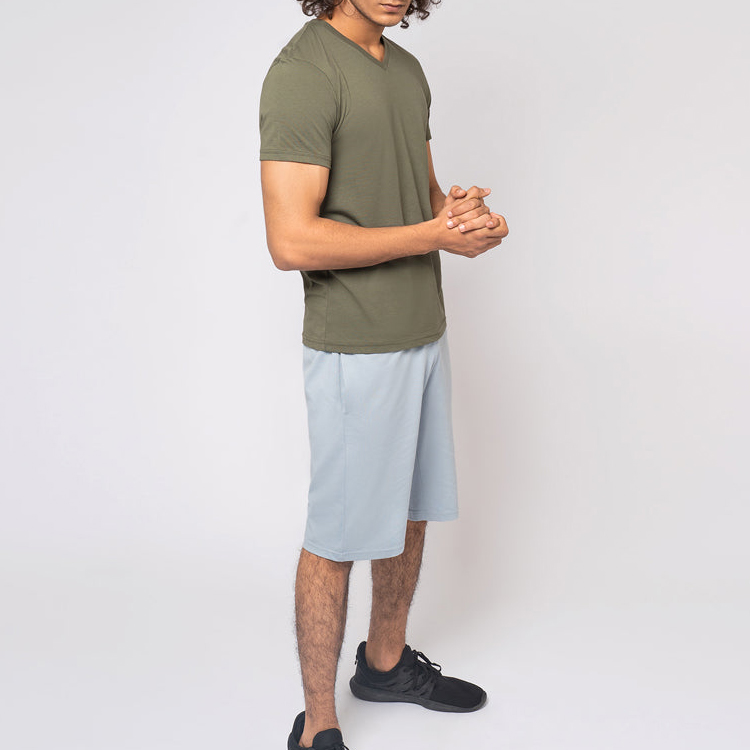 Top Quality 95% Cotton 5% Spandex Plain V Neck Workout T Shirts Custom Logo Printing detail pictures