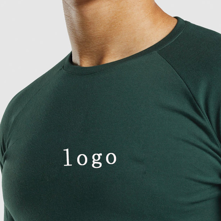 Best Selling Custom Logo Long Sleeve Muscle Training Gym Sport Cotton Compression T Shirts detail pictures