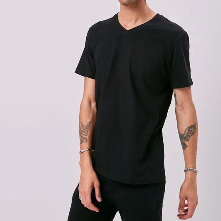 High Quality Summer Tops Lightweight Short Sleeve Men V Neck Fitness Plain T Shirt