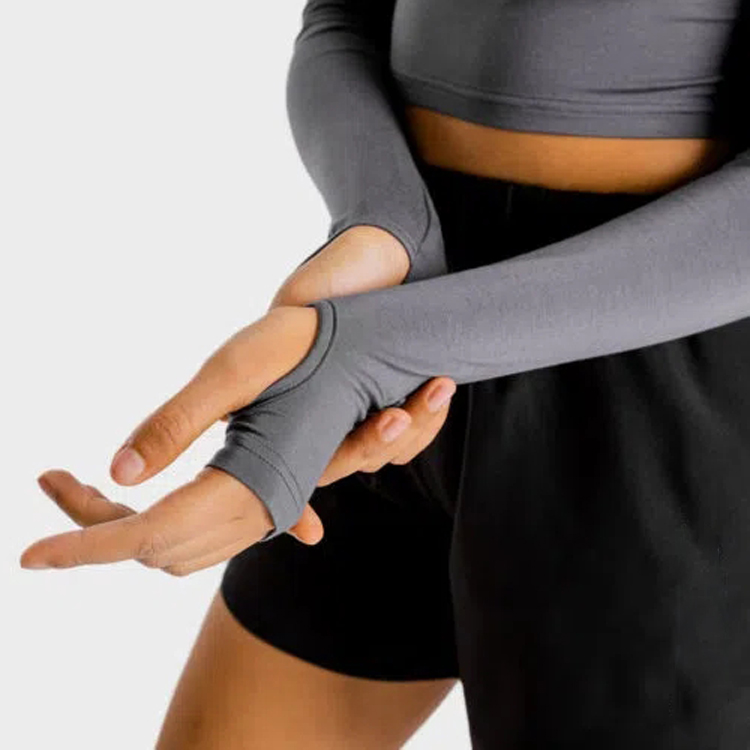 High Quality Fitness Gym Women Yoga Long Sleeve Plain Crop T Shirt Custom Printing detail pictures