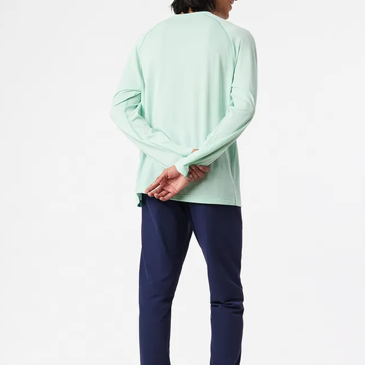 New Arrivals Raglan Sleeve Fitness Workout Cotton Long Sleeve Plain T-Shirt For Men detail pictures